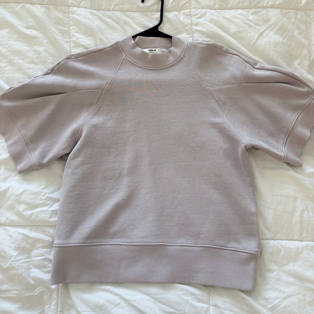 Agolde Soft Lavender Short Sleeve Sweatshirt